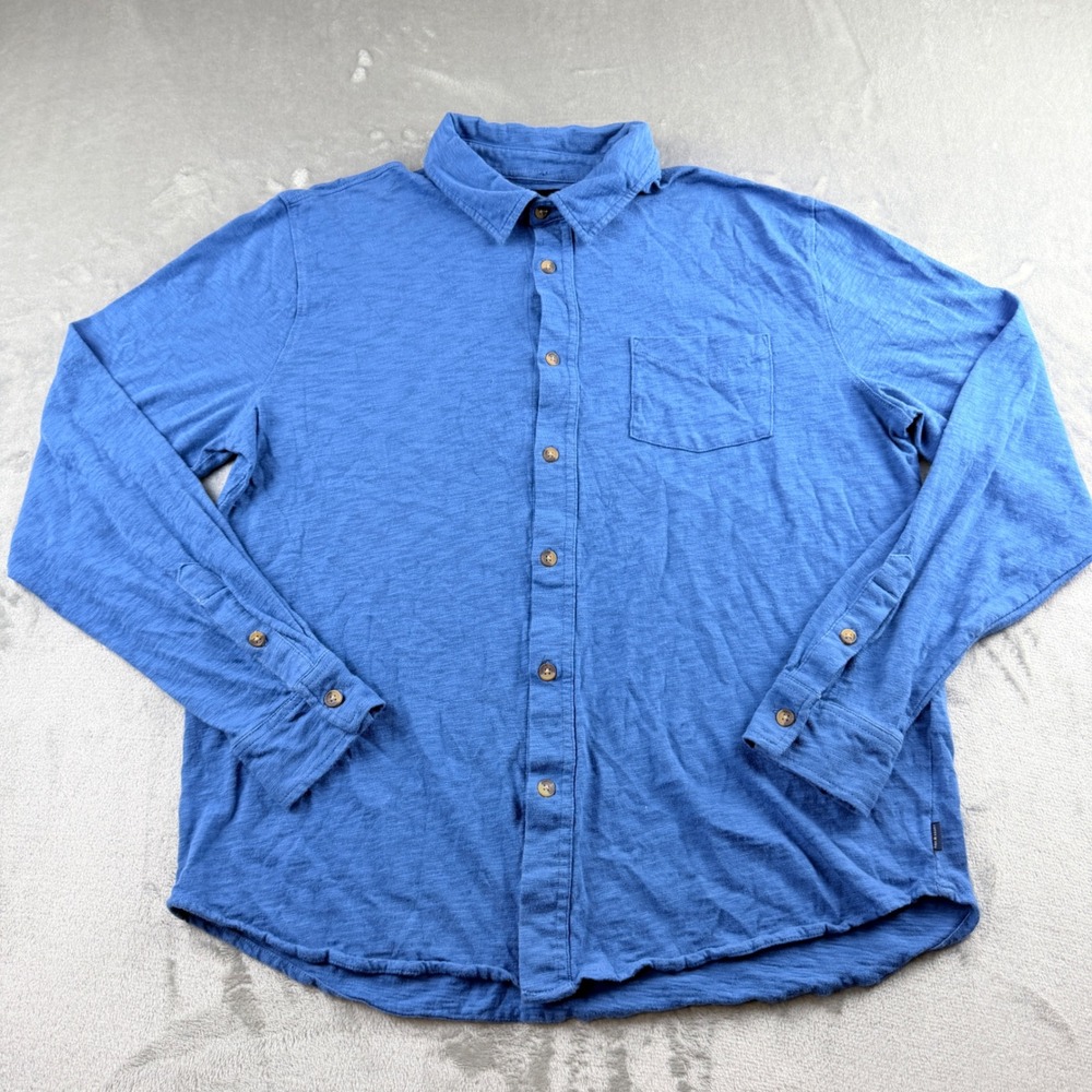 Lucky Brand Men's Large Blue Slub Cotton Long Sleeve Button Down Shirt